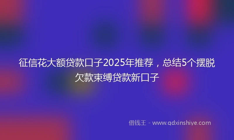 征信花大额贷款口子2025年推荐，总结5个摆脱欠款束缚贷款新口子
