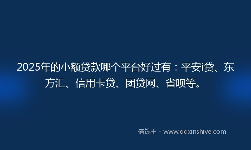 2025年的小额贷款哪个平台好过有：平安i贷、东方汇、信用卡贷、团贷网、省呗等。