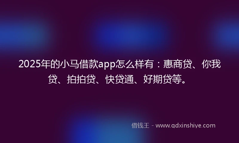 2025年的小马借款app怎么样有：惠商贷、你我贷、拍拍贷、快贷通、好期贷等。