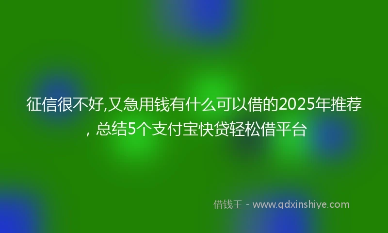 征信很不好,又急用钱有什么可以借的2025年推荐，总结5个支付宝快贷轻松借平台