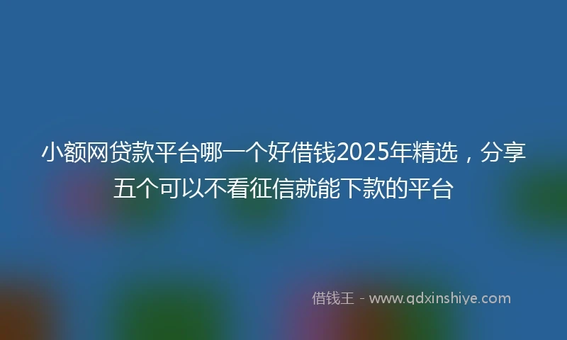 小额网贷款平台哪一个好借钱2025年精选，分享五个可以不看征信就能下款的平台