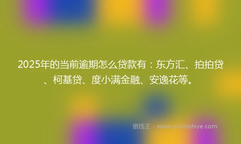 2025年的当前逾期怎么贷款有：东方汇、拍拍贷、柯基贷、度小满金融、安逸花等。