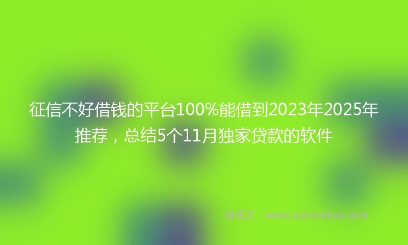 征信不好借钱的平台100%能借到2023年2025年推荐，总结5个11月独家贷款的软件