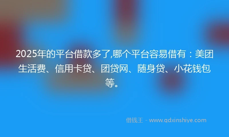 2025年的平台借款多了,哪个平台容易借有：美团生活费、信用卡贷、团贷网、随身贷、小花钱包等。
