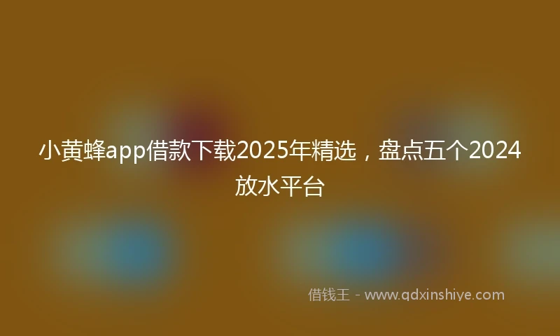 小黄蜂app借款下载2025年精选，盘点五个2024放水平台