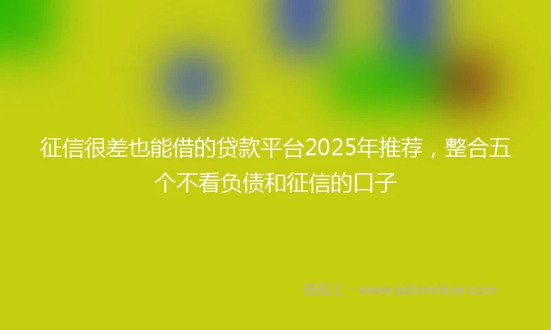 征信很差也能借的贷款平台2025年推荐，整合五个不看负债和征信的口子