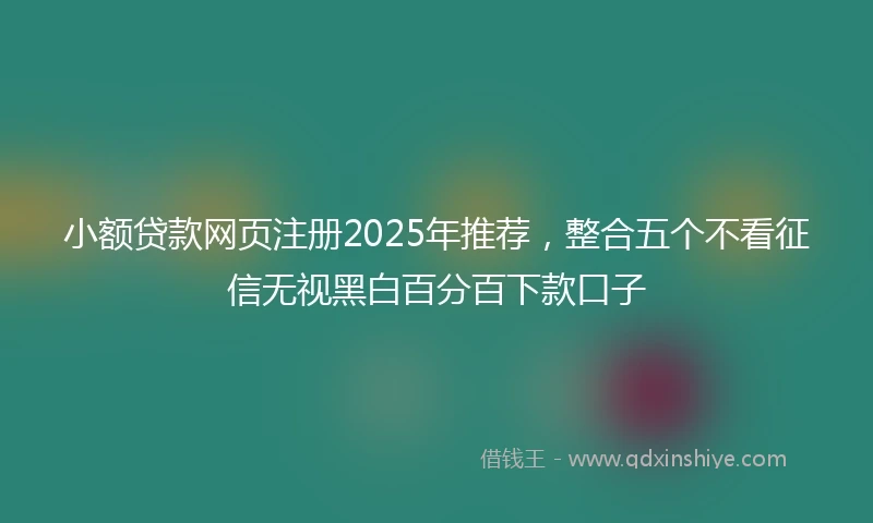 小额贷款网页注册2025年推荐，整合五个不看征信无视黑白百分百下款口子