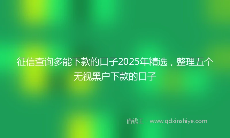 征信查询多能下款的口子2025年精选，整理五个无视黑户下款的口子