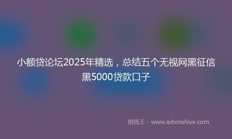 小额贷论坛2025年精选，总结五个无视网黑征信黑5000贷款口子