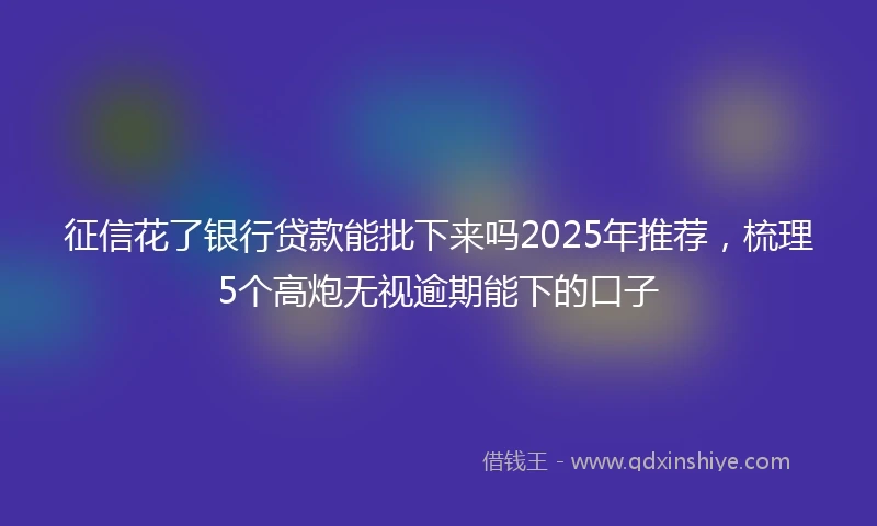 征信花了银行贷款能批下来吗2025年推荐，梳理5个高炮无视逾期能下的口子