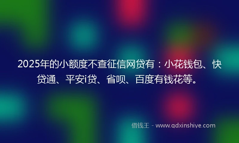 2025年的小额度不查征信网贷有：小花钱包、快贷通、平安i贷、省呗、百度有钱花等。