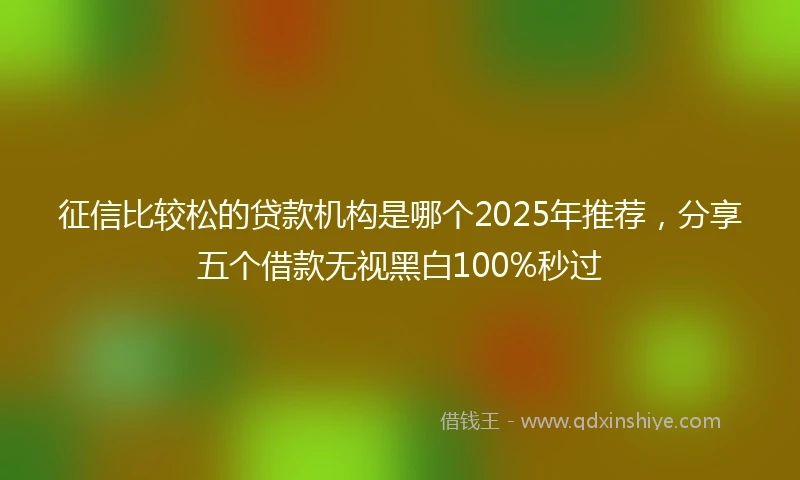 征信比较松的贷款机构是哪个2025年推荐,分享五个借款无视黑白100%秒过