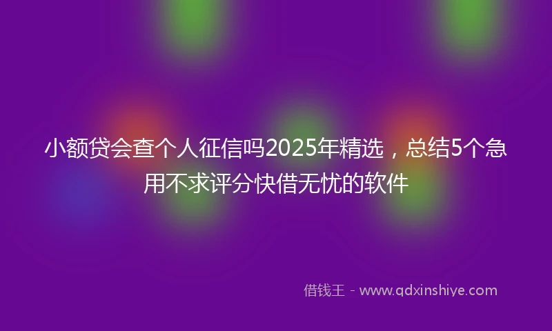 小额贷会查个人征信吗2025年精选，总结5个急用不求评分快借无忧的软件
