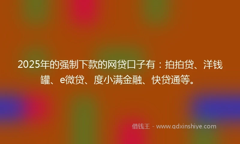 2025年的强制下款的网贷口子有：拍拍贷、洋钱罐、e微贷、度小满金融、快贷通等。
