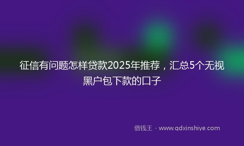 征信有问题怎样贷款2025年推荐，汇总5个无视黑户包下款的口子
