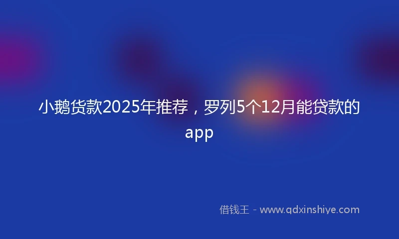 小鹅货款2025年推荐，罗列5个12月能贷款的app