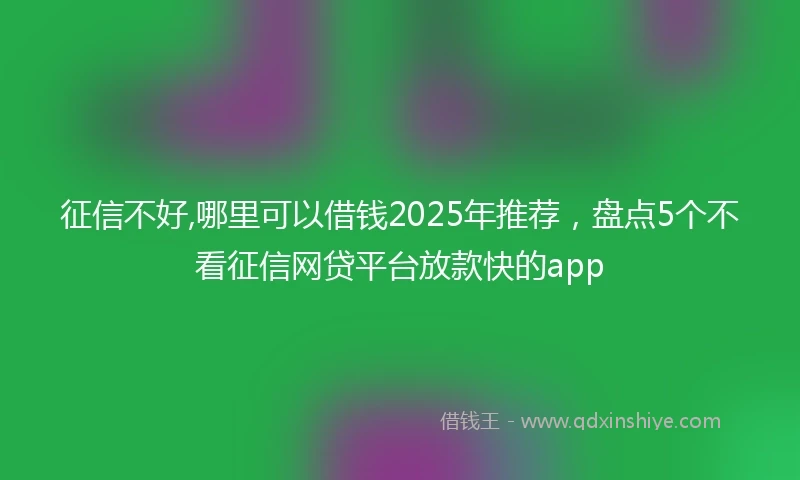 征信不好,哪里可以借钱2025年推荐，盘点5个不看征信网贷平台放款快的app