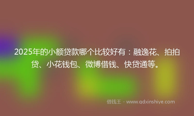 2025年的小额贷款哪个比较好有：融逸花、拍拍贷、小花钱包、微博借钱、快贷通等。