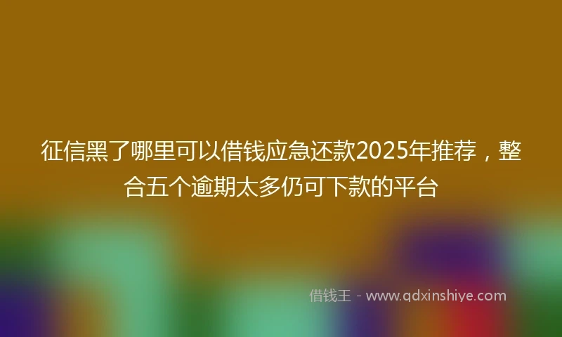 征信黑了哪里可以借钱应急还款2025年推荐，整合五个逾期太多仍可下款的平台