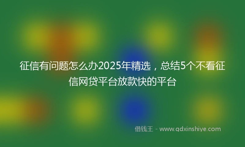 征信有问题怎么办2025年精选，总结5个不看征信网贷平台放款快的平台