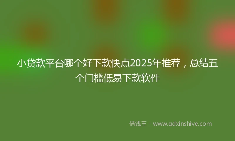 小贷款平台哪个好下款快点2025年推荐，总结五个门槛低易下款软件