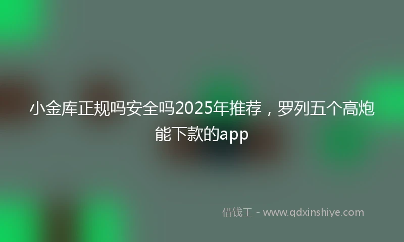 小金库正规吗安全吗2025年推荐，罗列五个高炮能下款的app