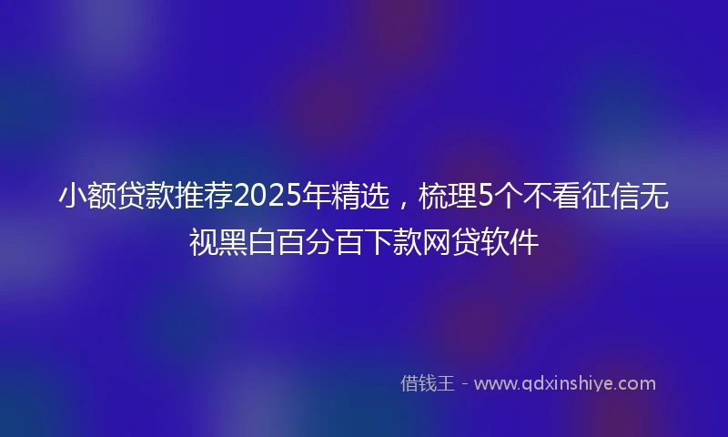 小额贷款推荐2025年精选，梳理5个不看征信无视黑白百分百下款网贷软件