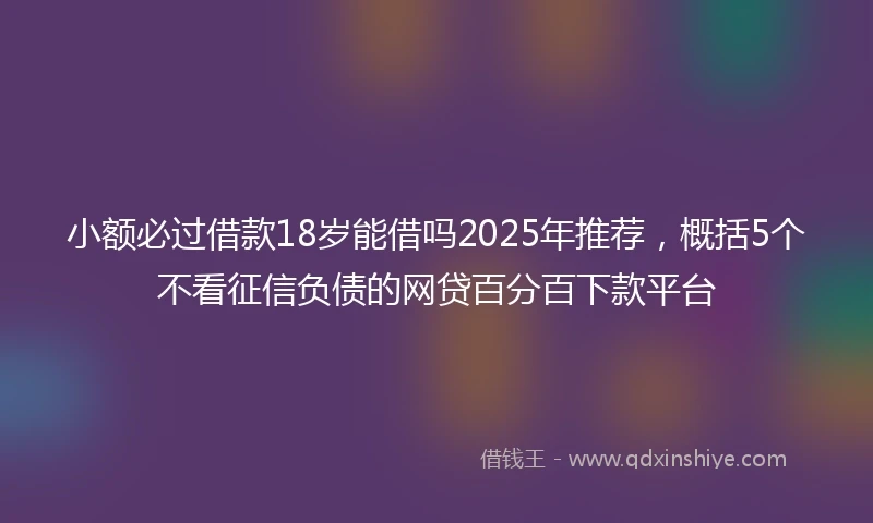 小额必过借款18岁能借吗2025年推荐，概括5个不看征信负债的网贷百分百下款平台