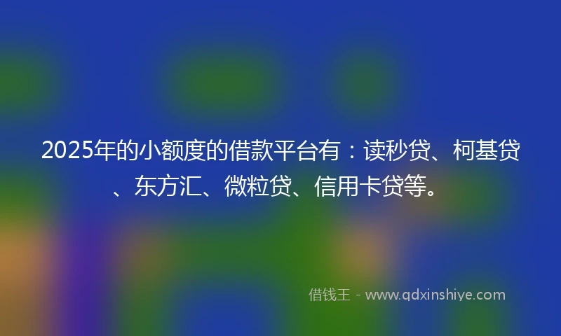 2025年的小额度的借款平台有：读秒贷、柯基贷、东方汇、微粒贷、信用卡贷等。