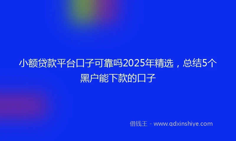 小额贷款平台口子可靠吗2025年精选，总结5个黑户能下款的口子