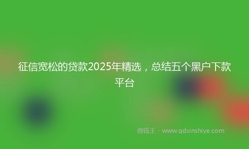 征信宽松的贷款2025年精选，总结五个黑户下款平台