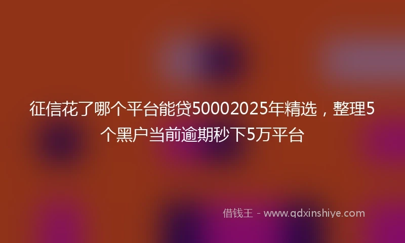征信花了哪个平台能贷50002025年精选，整理5个黑户当前逾期秒下5万平台