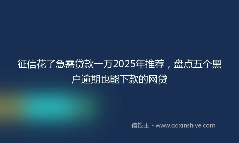 征信花了急需贷款一万2025年推荐，盘点五个黑户逾期也能下款的网贷