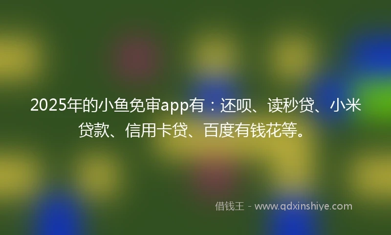 2025年的小鱼免审app有：还呗、读秒贷、小米贷款、信用卡贷、百度有钱花等。