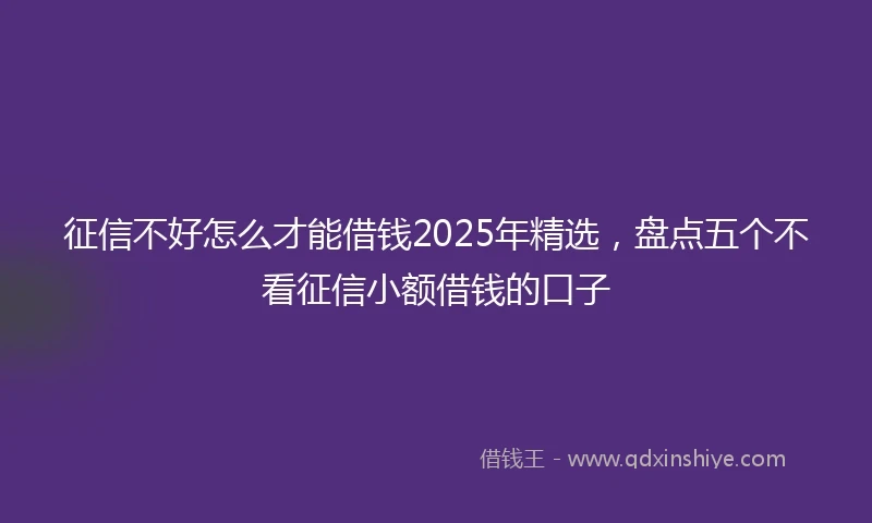 征信不好怎么才能借钱2025年精选，盘点五个不看征信小额借钱的口子