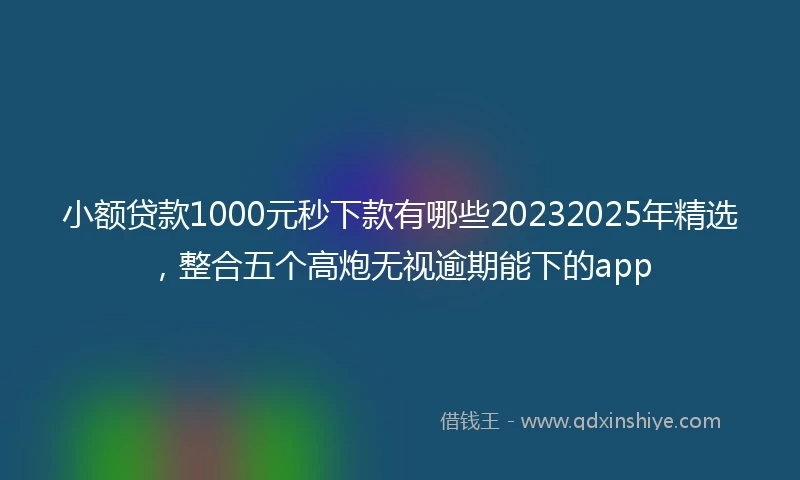 小额贷款1000元秒下款有哪些20232025年精选，整合五个高炮无视逾期能下的app