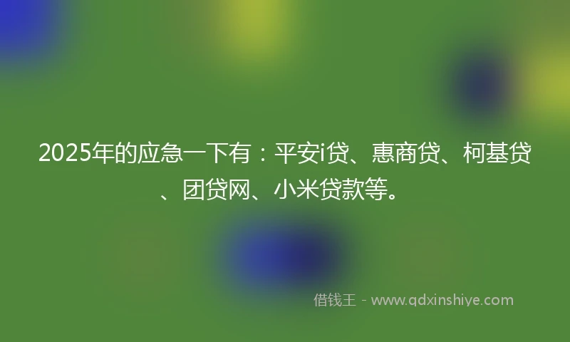 2025年的应急一下有：平安i贷、惠商贷、柯基贷、团贷网、小米贷款等。
