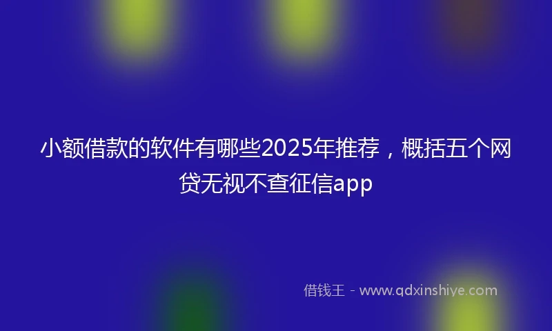 小额借款的软件有哪些2025年推荐，概括五个网贷无视不查征信app