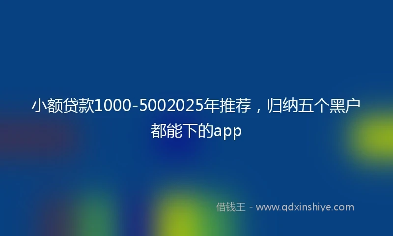 小额贷款1000-5002025年推荐，归纳五个黑户都能下的app