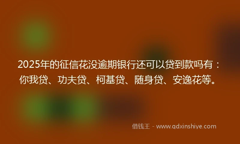 2025年的征信花没逾期银行还可以贷到款吗有：你我贷、功夫贷、柯基贷、随身贷、安逸花等。
