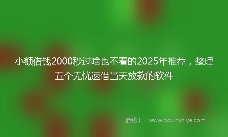 小额借钱2000秒过啥也不看的2025年推荐，整理五个无忧速借当天放款的软件