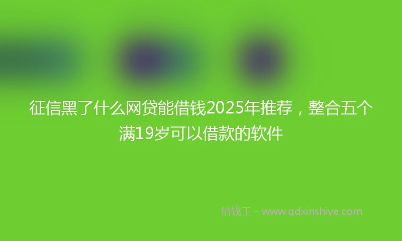 征信黑了什么网贷能借钱2025年推荐，整合五个满19岁可以借款的软件