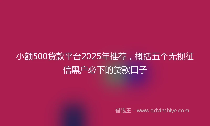 小额500贷款平台2025年推荐，概括五个无视征信黑户必下的贷款口子