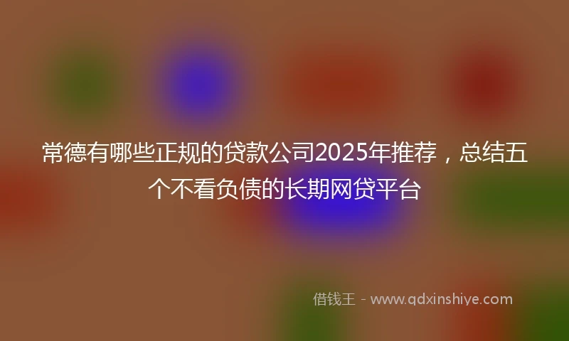 常德有哪些正规的贷款公司2025年推荐，总结五个不看负债的长期网贷平台