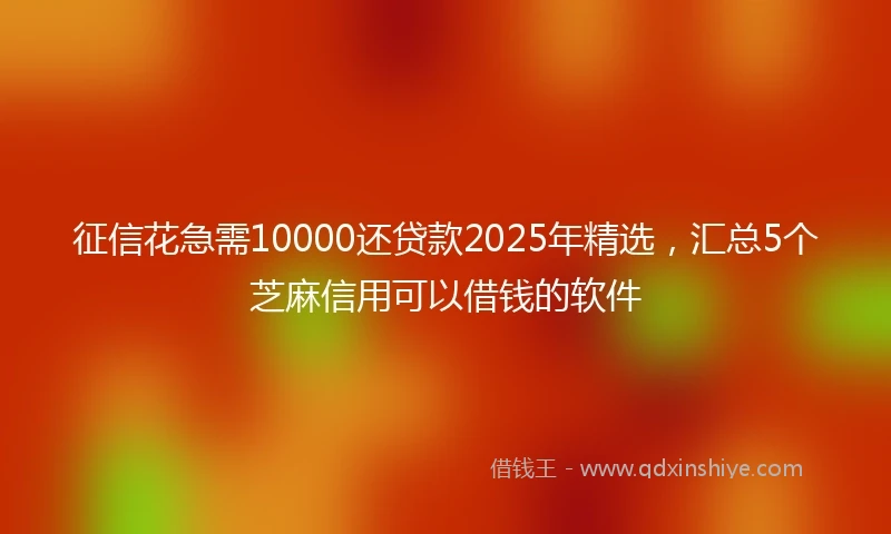 征信花急需10000还贷款2025年精选，汇总5个芝麻信用可以借钱的软件
