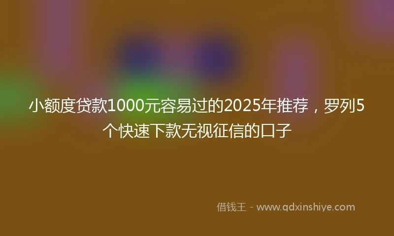 小额度贷款1000元容易过的2025年推荐，罗列5个快速下款无视征信的口子