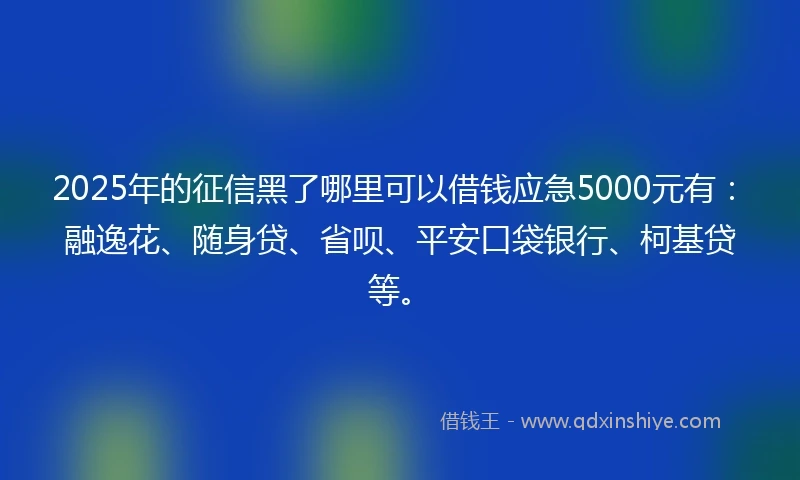 2025年的征信黑了哪里可以借钱应急5000元有：融逸花、随身贷、省呗、平安口袋银行、柯基贷等。