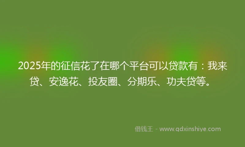 2025年的征信花了在哪个平台可以贷款有：我来贷、安逸花、投友圈、分期乐、功夫贷等。