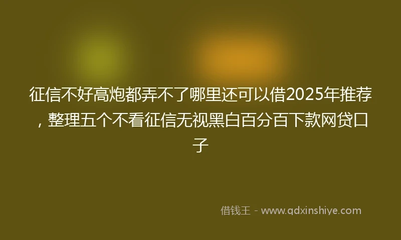 征信不好高炮都弄不了哪里还可以借2025年推荐,整理五个不看征信无视黑白百分百下款网贷口子