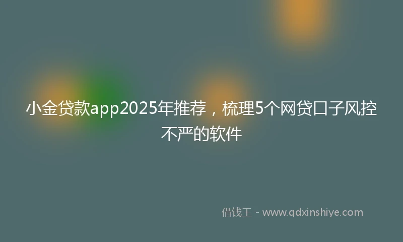 小金贷款app2025年推荐，梳理5个网贷口子风控不严的软件